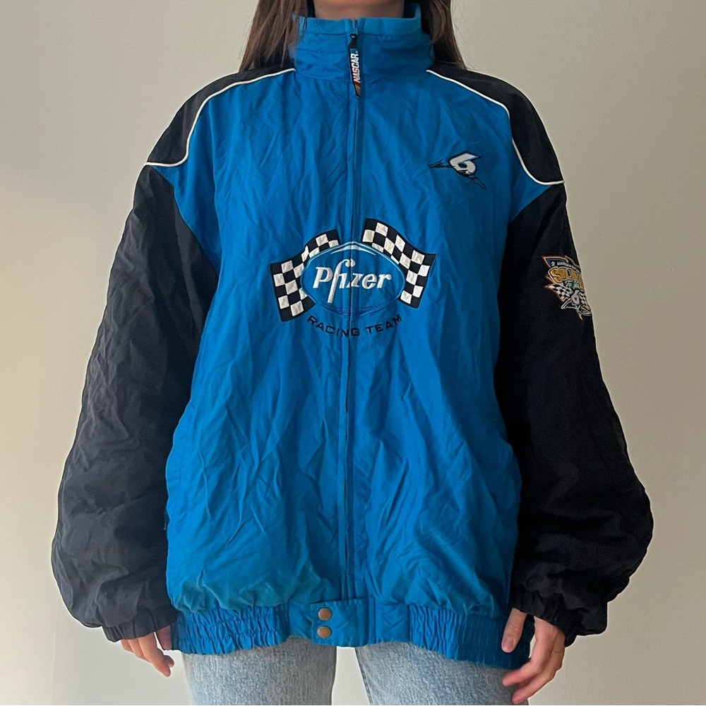 Vintage Authentic NASCAR Pfizer Race Car Jacket.